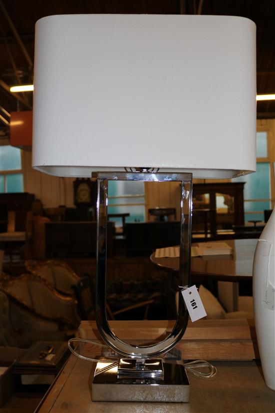 Large chrome table lamp & linen shade